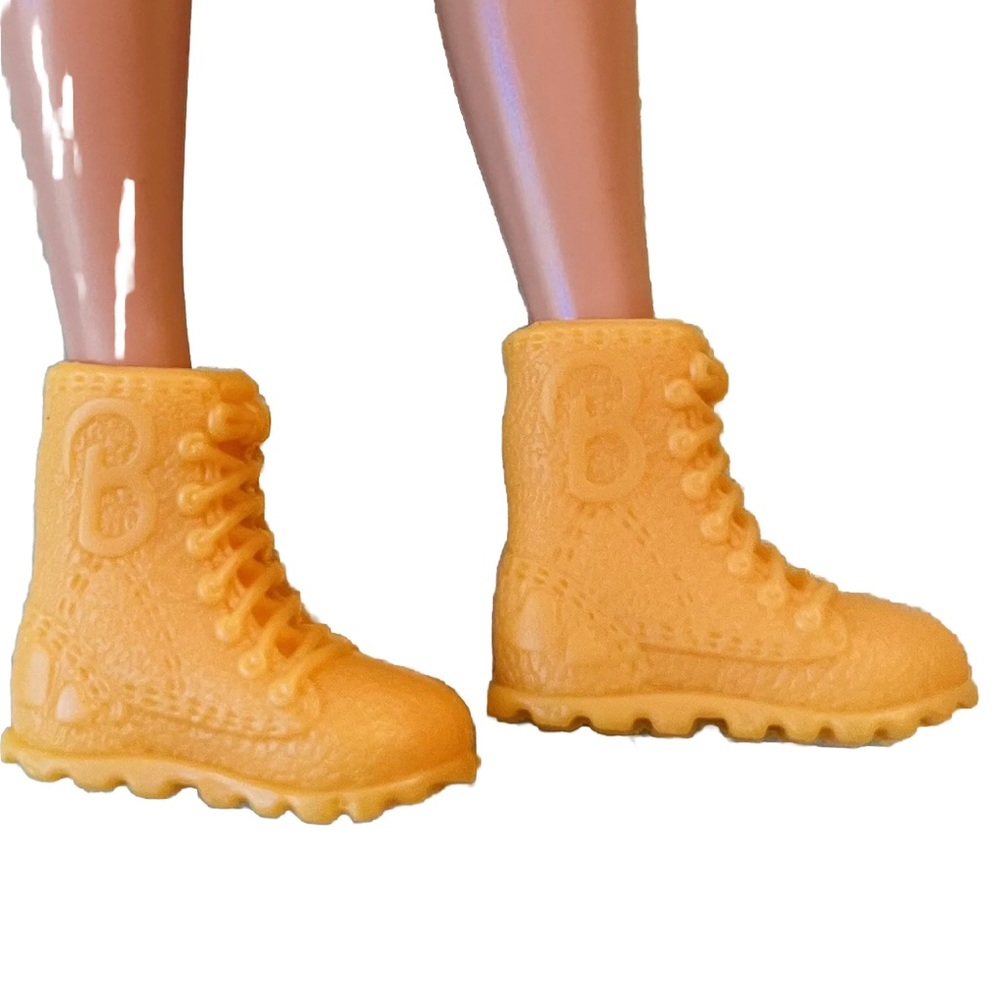 Vintage Barbie Little Extras Sporty Shoes Doll  Hiking Boots Yellow B Monogram